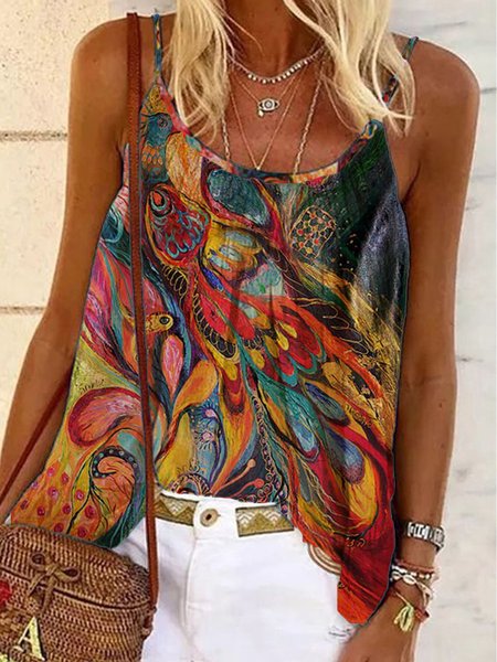 

Spaghetti Painted Woven Tank, Multicolor, Tank Top