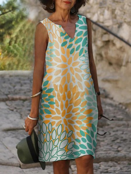 

Vacation Plants V Neck Sleeveless Woven Dresses, Green, Mini Dresses
