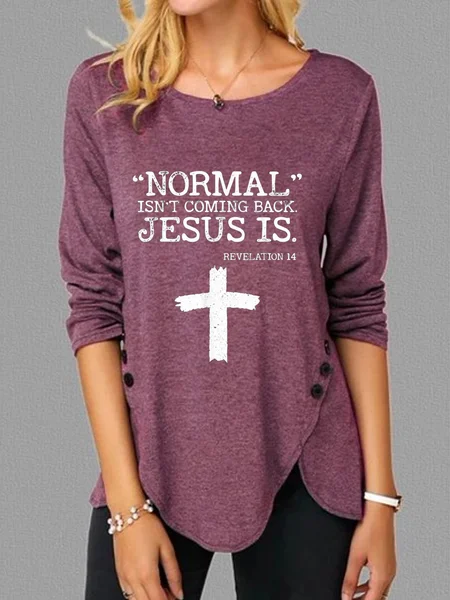 

Normal Isn’t Coming Back Jesus Is Revelation 14 Long-sleeved shirt, Red, Long sleeves