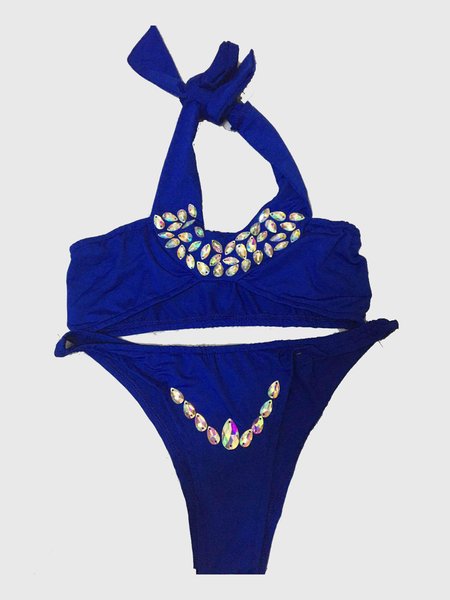 Ladies Beach Vacation Sexy Deep V Diamond Bikini Suit Swimsuit Plus ...