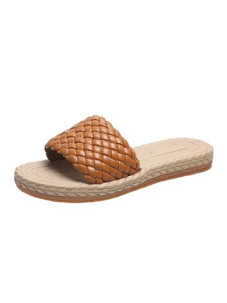 

Woven Vintage Waterproof Beach Slippers, Brown, Sandals