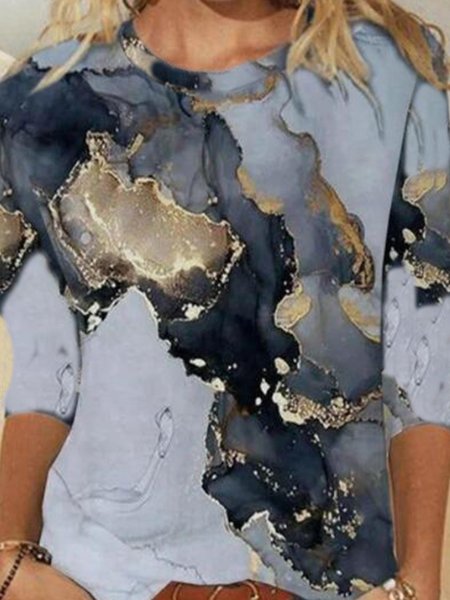 

Ombre Crew Neck Casual Shirts & Tops, Blue, T-Shirts