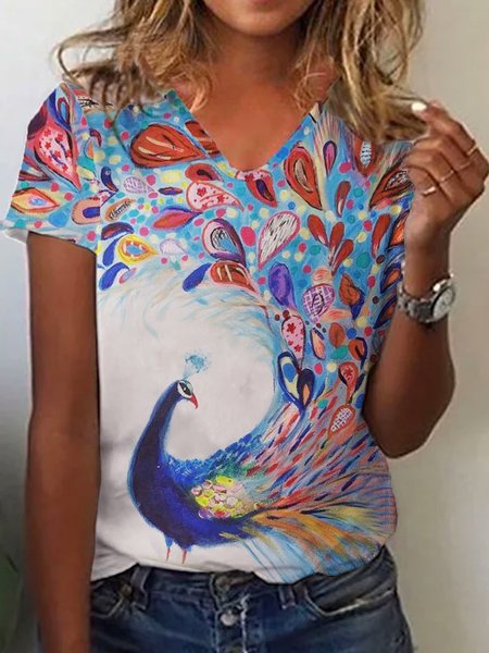 

Casual Short Sleeve T-Shirt, Multicolor, T-Shirts