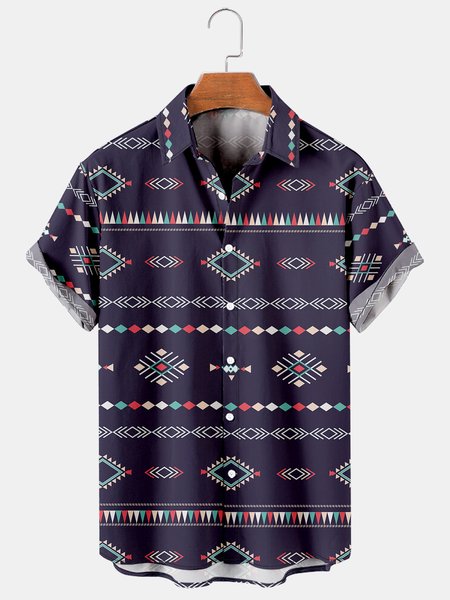 

Men's Renaissance Vintage Striped Print Casual Breathable Short Sleeve Shirt, Purple, Men's Floral shirt