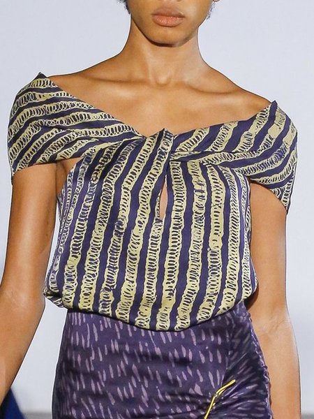 

Daily Elegant Regular Fit Short Sleeve Top, Deep blue, Tops