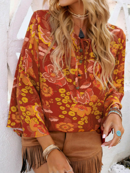 

Plus Size Tribal sentiment Peris national style loose top T-shirt, Multicolor, Shirts & Blouses