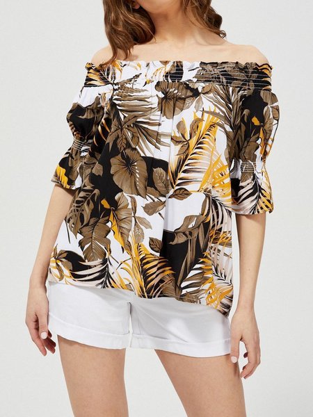 

Vacation Short Sleeve Tops, As picture, Tops