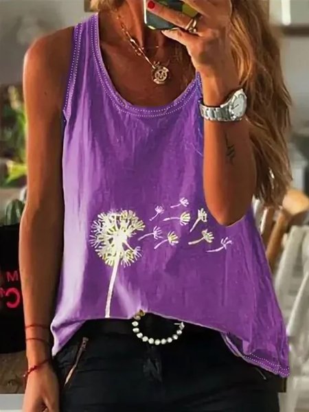 

Loosen Casual V Neck Knit Tank Sleeveless Floral, Purple, Tanks & Camis