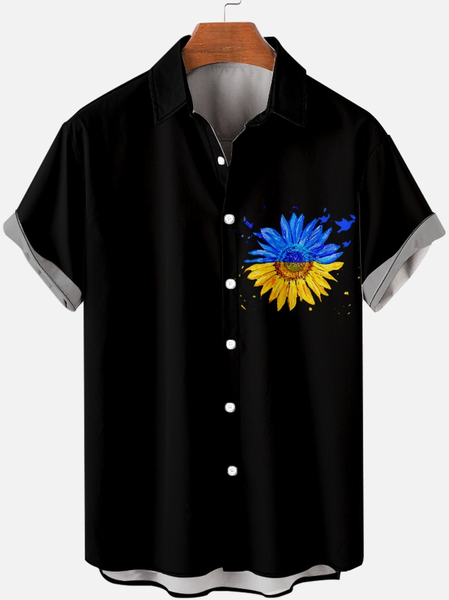 

Sunflower Men's Short Sleeve Shirt, As picture, Short Sleeves Shirts