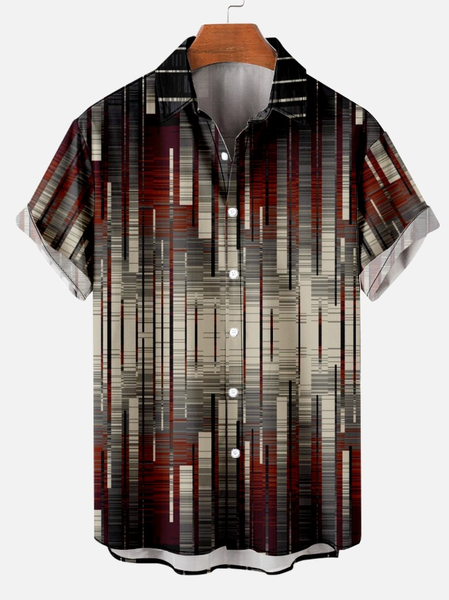 

Men's Casual Abstract Print Short Sleeve Shirt, As picture, Short Sleeves Shirts