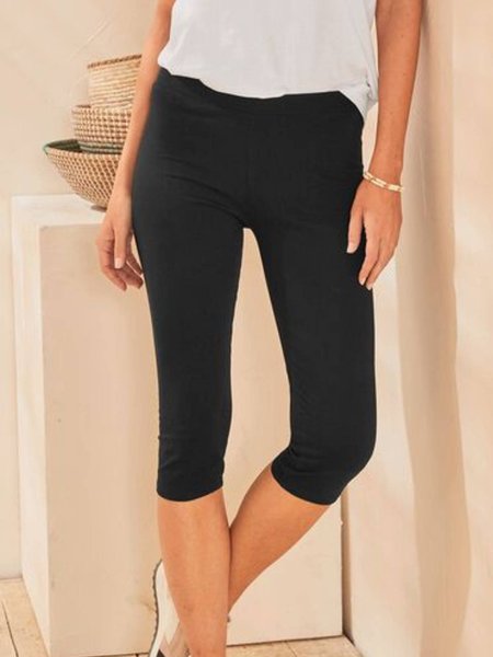

Casual Elastic waist Leggings, Black, Leggings