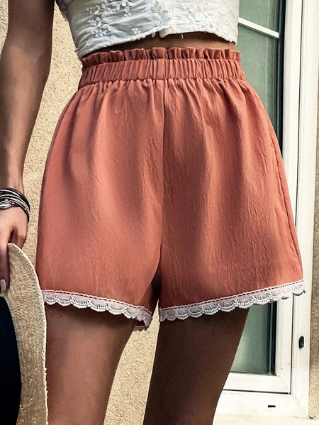 

Plain Cotton Blends Regular Fit Casual Shorts, Dusty pink, Shorts