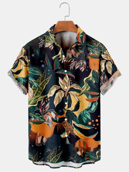 

Hawaiian Men's Casual Short Sleeve Shirt, Black, Men's Floral shirt