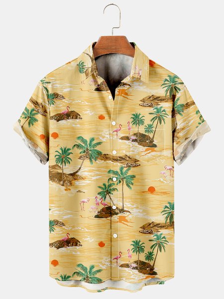 

Hawaiian Men's Casual Short Sleeve Shirt, As picture, Men's Floral shirt