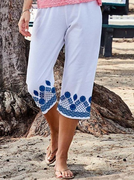 

Cotton Loosen Pants, White, Shorts