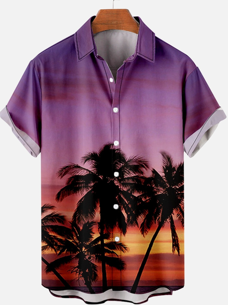 

Plam Tree Men's Short Sleeve Shirt, As picture, Short Sleeves Shirts