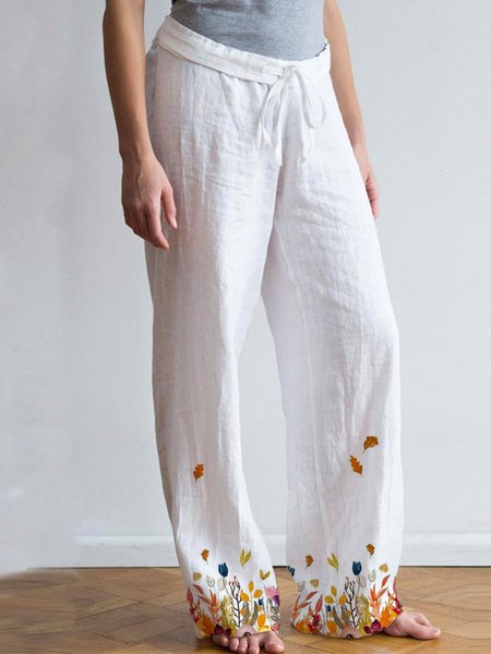 

Casual Cotton Linen Explosive Comfortable Ladies Floral Trousers, Multicolor, Pants