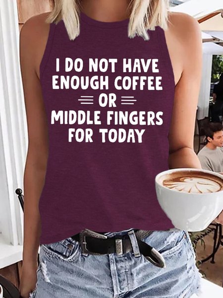 

I Do Not Have Enough Coffee Or Middle Fingers Funny Letter Knit Tank, Wine red, Tank Tops