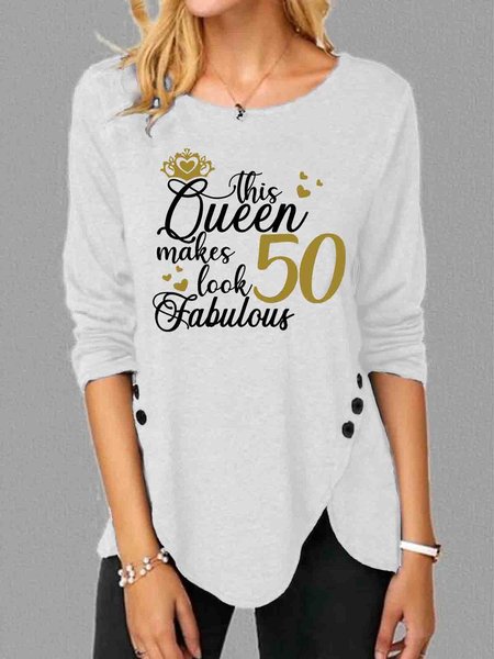 

50th Birthday Makes 50 Look Fabulous Long Sleeve T-Shirt, White, Long sleeves