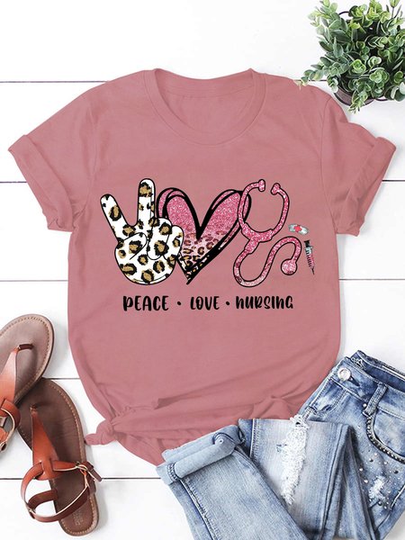 

Peace Love Nursing Women's Short Sleeve T-Shirt, Pink, T-shirts