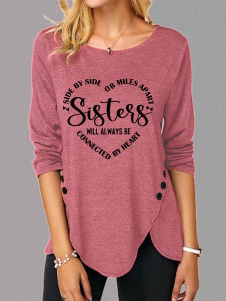 

Sisters Women's Long Sleeve T-Shirt, Pink, Long sleeves