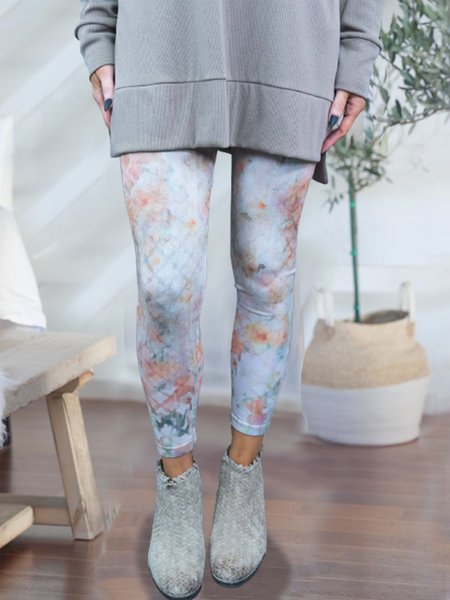

Regular Fit Tie Dye Leggings, Orange, Leggings