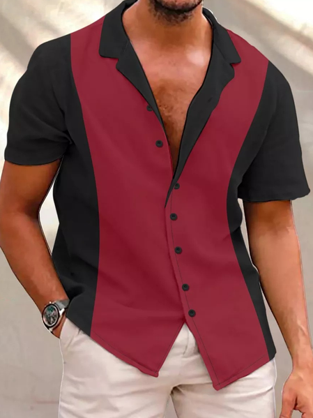 

Mens Retro Camp Short Sleeve Shirt, Red, Short Sleeves Shirts