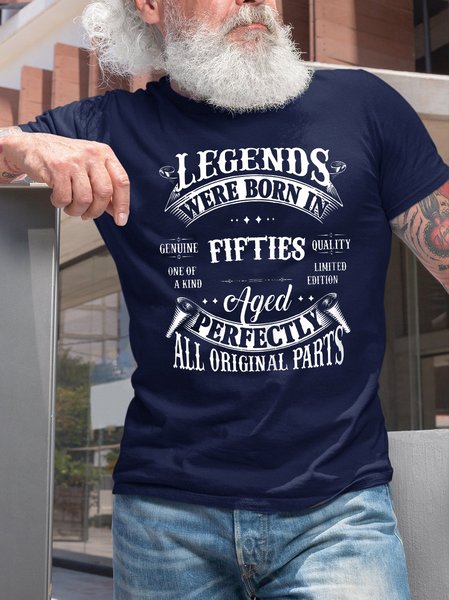 

Legends Were Born In Fifties Casual Short Sleeve T-Shirt, Purplish blue, T-shirts