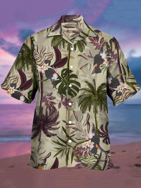 

Men's Cool Fabric Breathable Quick Dry Short Sleeve Hawaiian Shirt with Chest Pocket, Multicolor, Men's Floral shirt