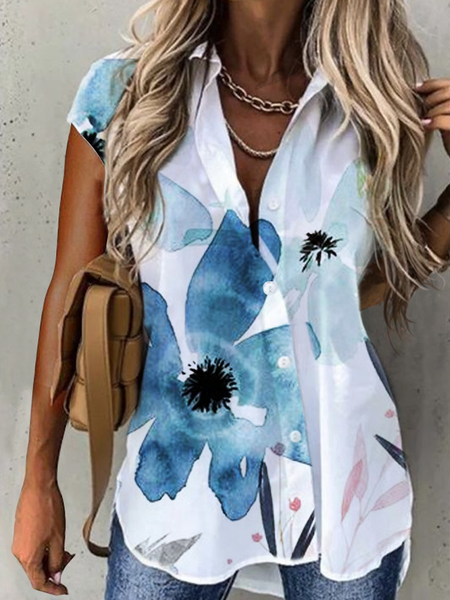 

Vacation Loosen Short Sleeve Blouse, White, Blouses & Shirts