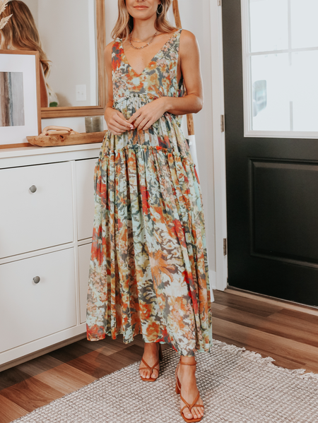 

Casual Loosen Sleeveless Woven Dresses, Orange, Maxi Dresses