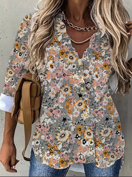 

Loosen Casual Long Sleeve Blouse, Multicolor, Blouses & Shirts