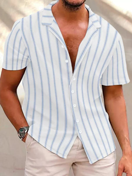 

Stripe Casual Short sleeve shirt, As picture, Short Sleeves Shirts