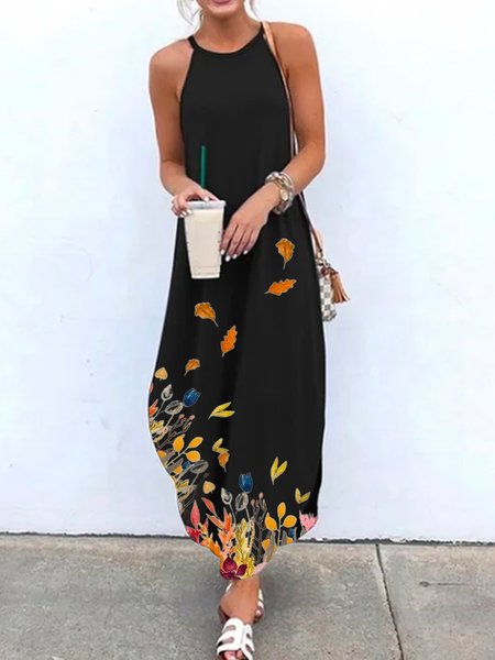 

Floral Print Designer Stunning Knit Sleeveless Dress for Women, Multicolor, Dresses