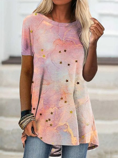 

Loosen Abstract Raglan Sleeve Short Sleeve T-Shirt, Red, T-Shirts