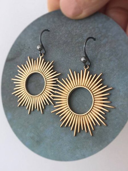 

Vintage Metal Sun Earrings, As picture, Earrings