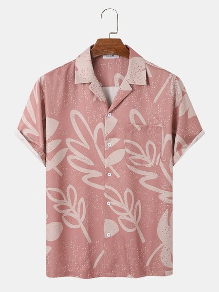

Cotton Linen Botanical Floral Print Lapel Cozy Linen Shirt, As picture, Shirts ＆ Blouse