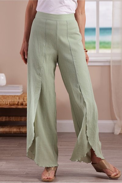 

Loosen Solid Cotton Blends Pants, Green, Pants
