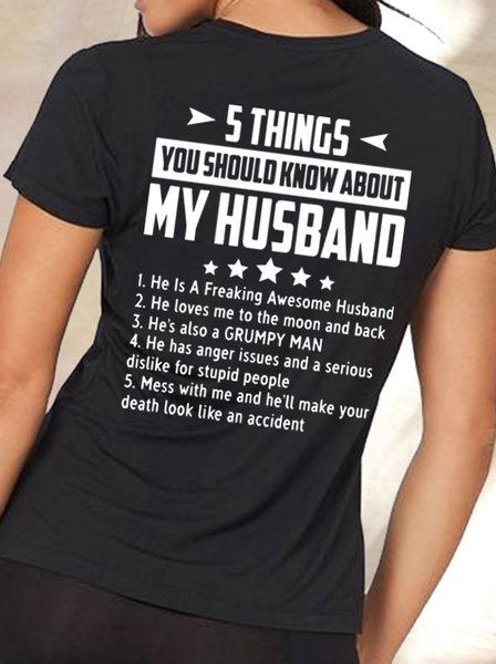 

Five Things About My Husband T-Shirt, Black, T-shirts
