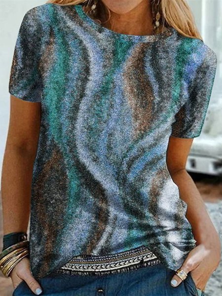 

Crew Neck Regular Fit Ombre Short Sleeve T-Shirt, Multicolor, T-Shirts