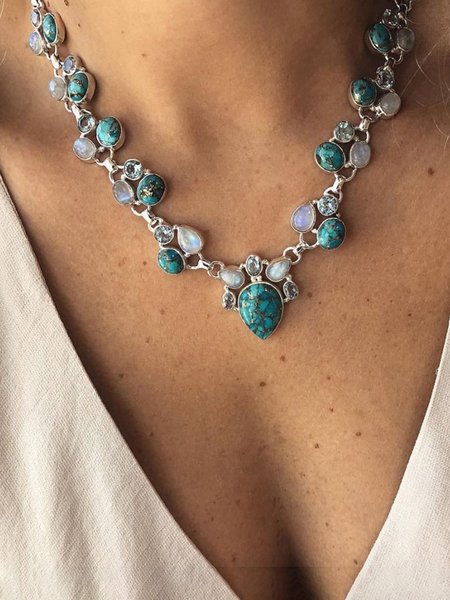 

JFN Boho Turquoise Necklace, As picture, Necklaces
