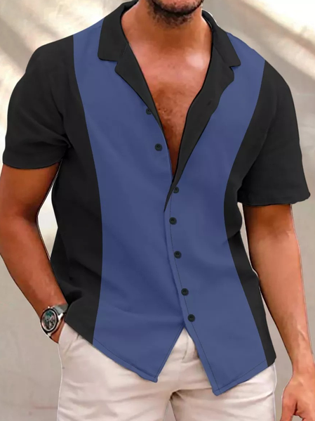 

Mens Hawaii Retro Casual Short Sleeve Shirt, Blue, Short Sleeves Shirts