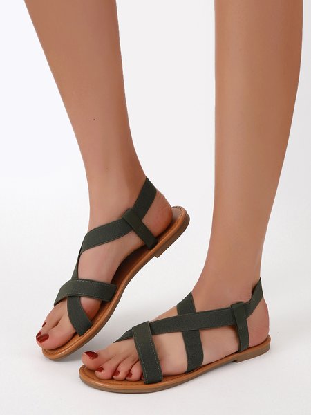 

Elastic Strap Resort Roman Sandals, Green, Sandals