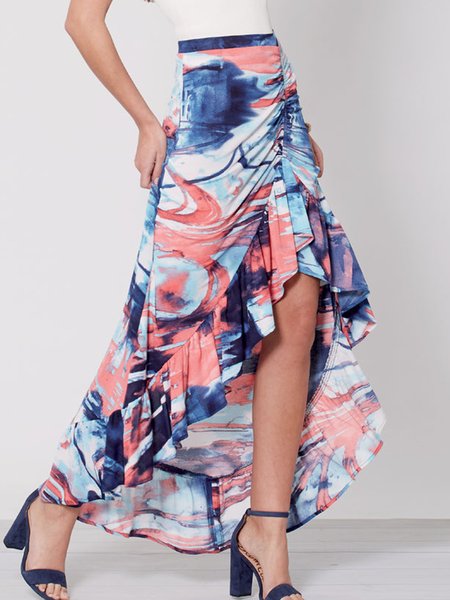 

Daily Abstract Regular fit Simple Long Skirt, Multicolor, Midi Skirts