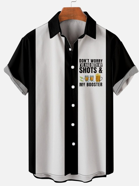

Don't worry I've had both my shots and booster Short Sleeve Vintage Shirt Collar Short Sleeve Shirt, Black, Shirts