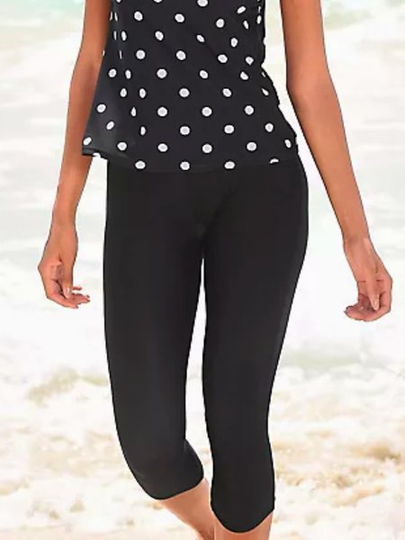 

Casual Plus Size Cropped Pants, Black, Leggings