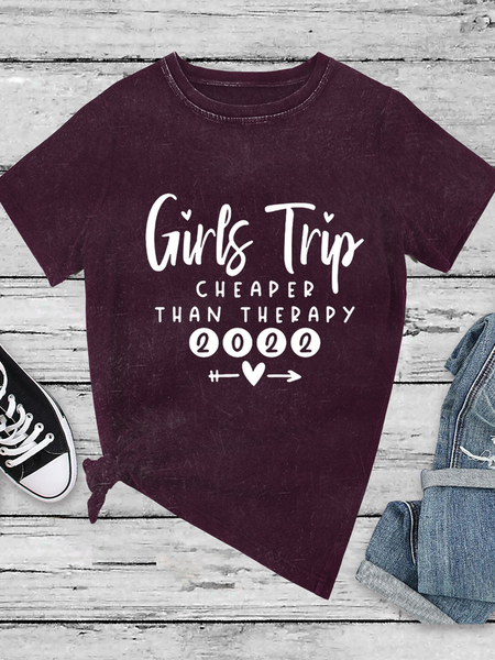 

New Year Top Girls Trip 2022 Therapy Short Sleeve T-Shirt, Deep red, T-shirts