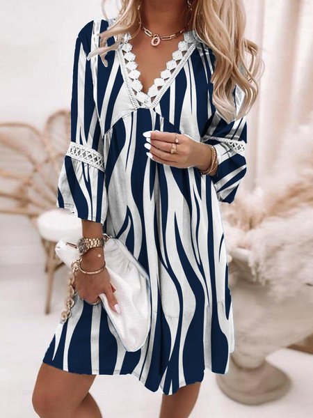

Casual Short Sleeve Woven Dress, Blue, Mini Dresses