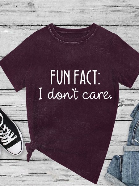 

Fun Fact l Don't Care Vintage Short Sleeve T-Shirt, Deep red, T-shirts