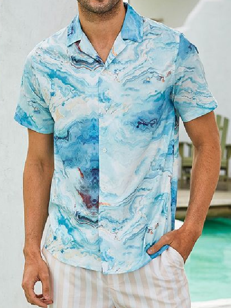 

Cotton And linen Style Natural Geographical Scenery All-Match linen Shirt, As picture, Shirts ＆ Blouse